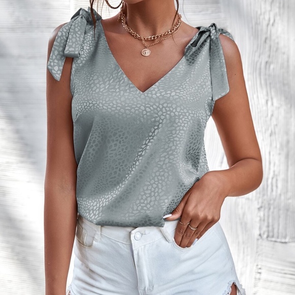 Leopard Print Satin tank Top Blouse - Picture 2 of 10